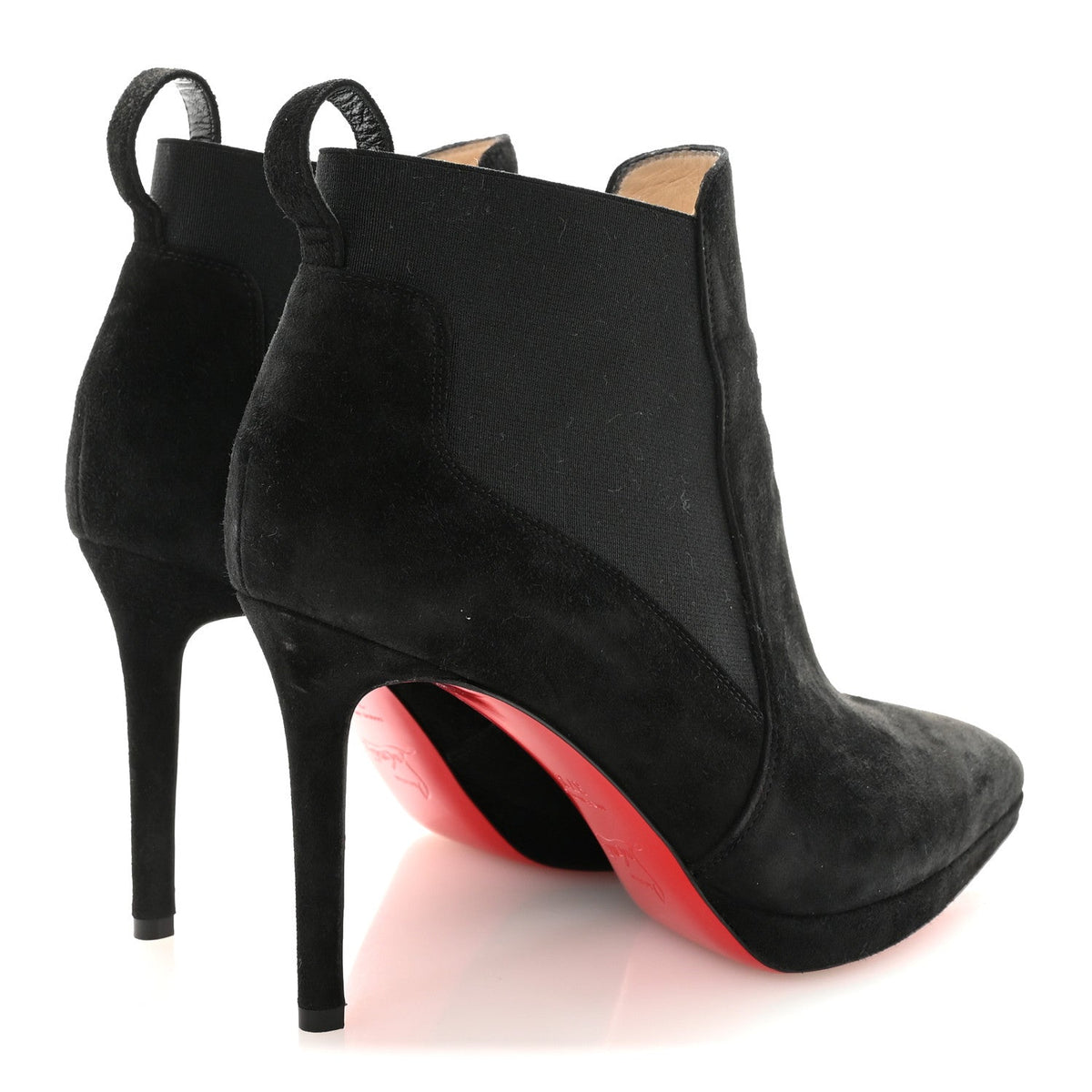 Christian Louboutin Suede Women's Crochinetta 100 Ankle Boots 38.5 Black