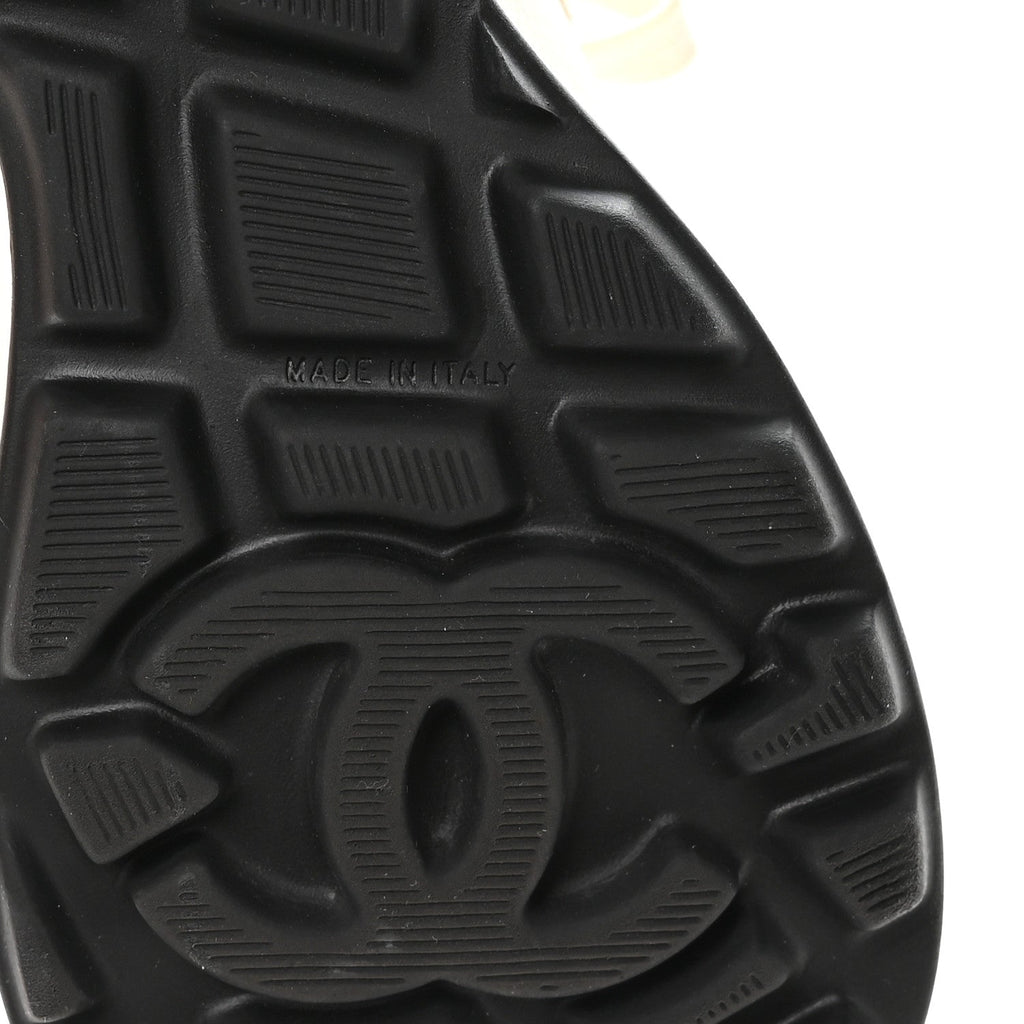 Chanel Calfskin Perforated Women's CC Sneakers 38 White