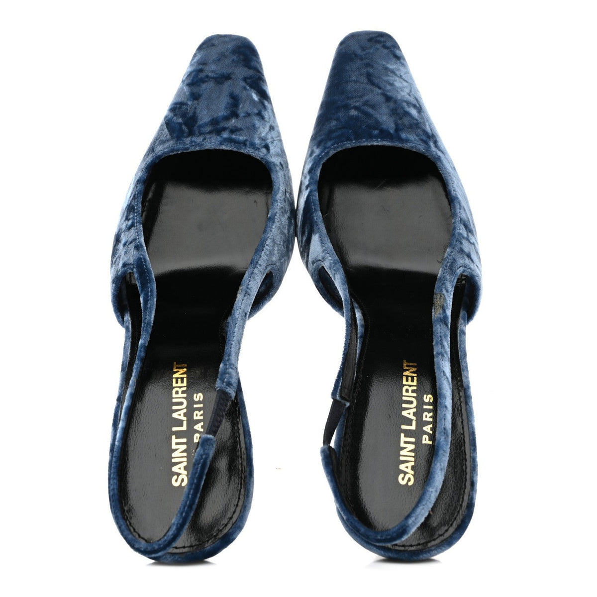 Saint Laurent Velvet Women's Tom 90 Dream Slingback Pumps 37.5 Denim