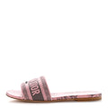 Christian Dior Canvas Women's Toile De Jouy Embroidered Dway Flat Slide Sandals 37.5 Chateau Rose