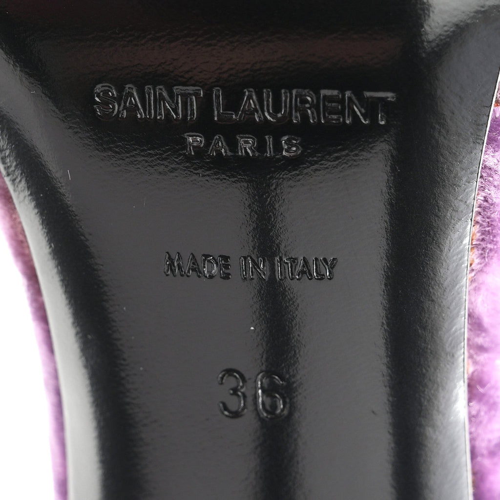 Saint Laurent Velvet Women's Baliqua 105 Mule Sandals 36 Malva