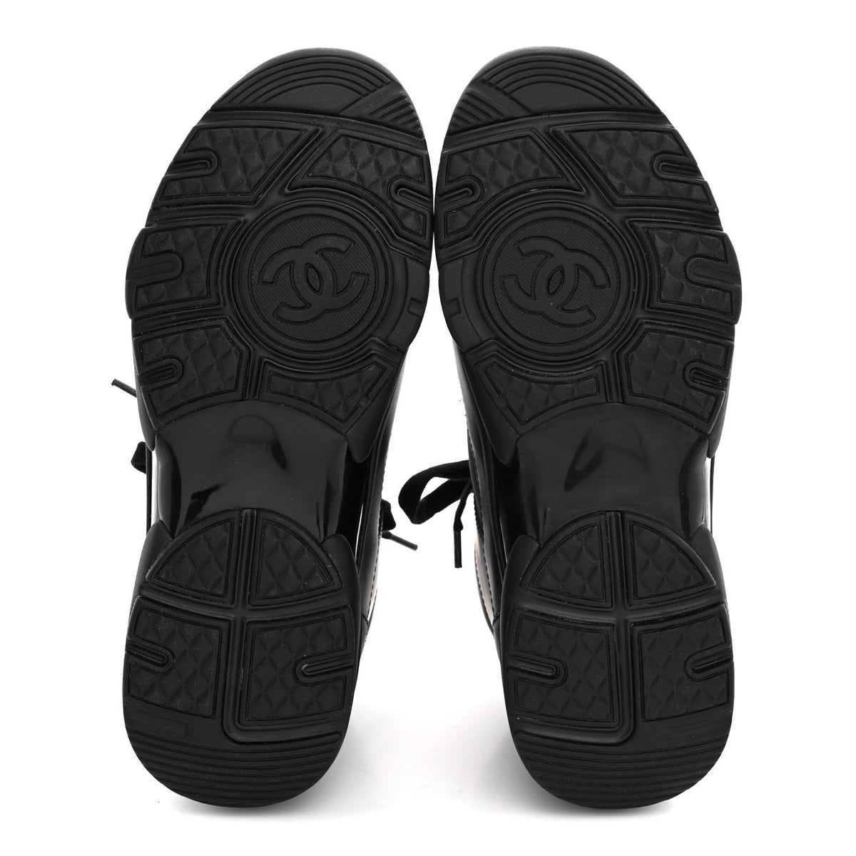 Chanel Lambskin Fabric Women's CC Sneakers 37.5 Black
