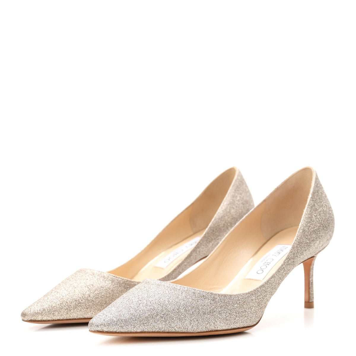 Jimmy Choo Dusty Glitter Women's Romy 60 Pumps 39 Platinum Ice