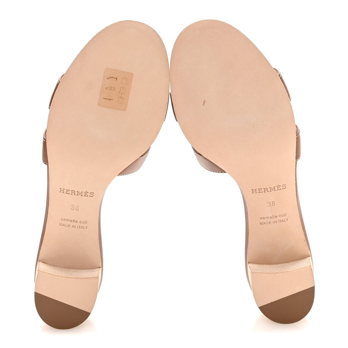 Hermes Calfskin Women's Oasis Sandals 38 Gold