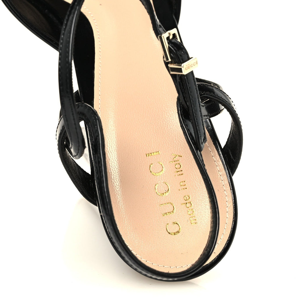 Gucci Regent Calfskin Nizza 95mm Women's Platform Sandals 39 Black