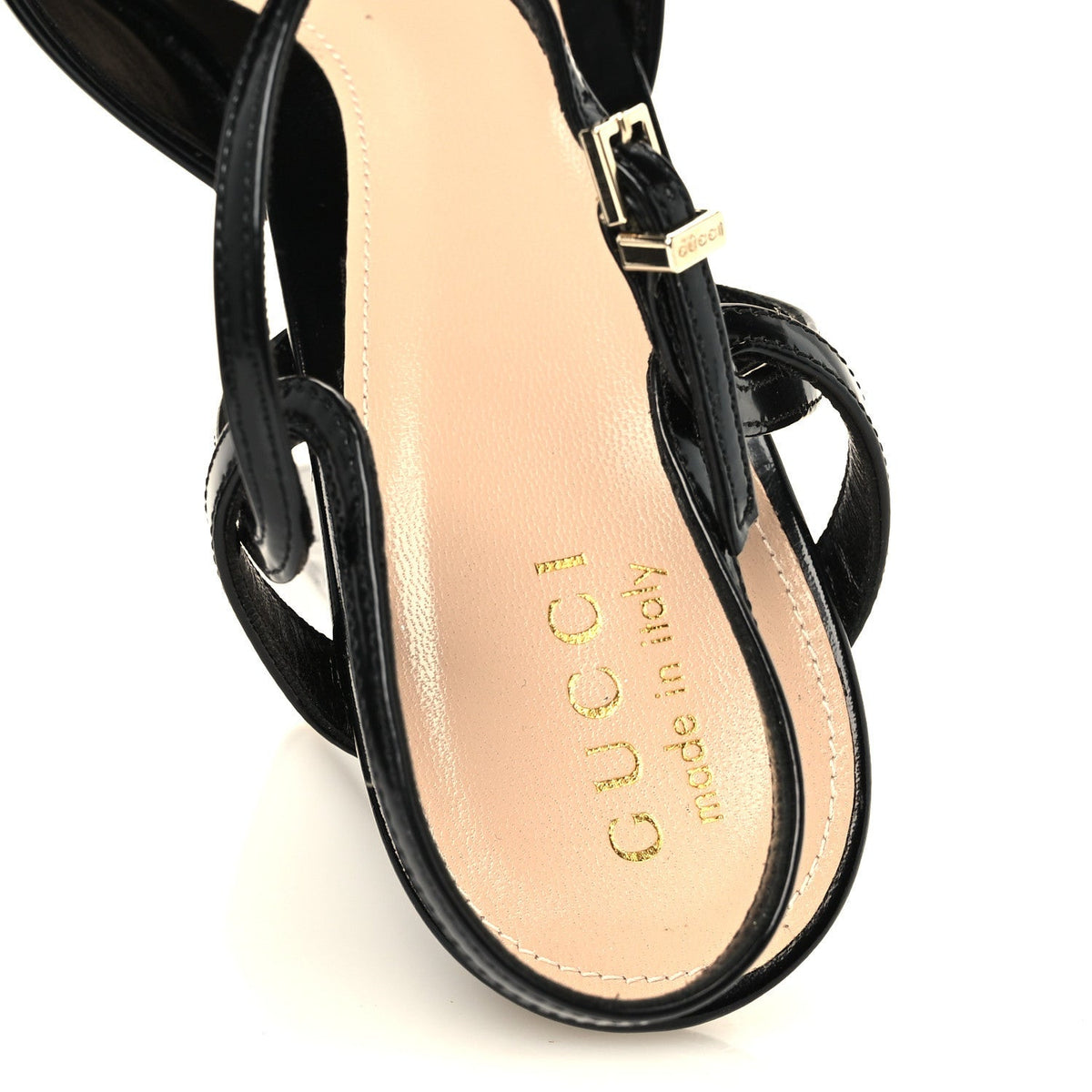 Gucci Regent Calfskin Nizza 95mm Women's Platform Sandals 39 Black