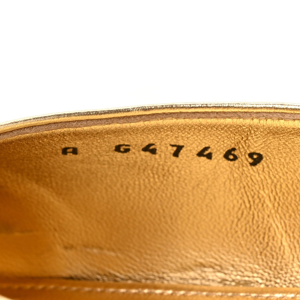 Chanel Lambskin Patent CC Apple Women's Slingback Pumps 41 Gold Black