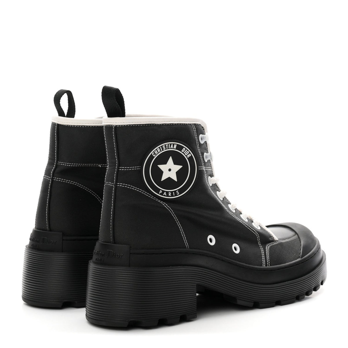 Christian Dior Calfskin Technical Fabric Women's D-Rise 35mm Boots 39.5 Black