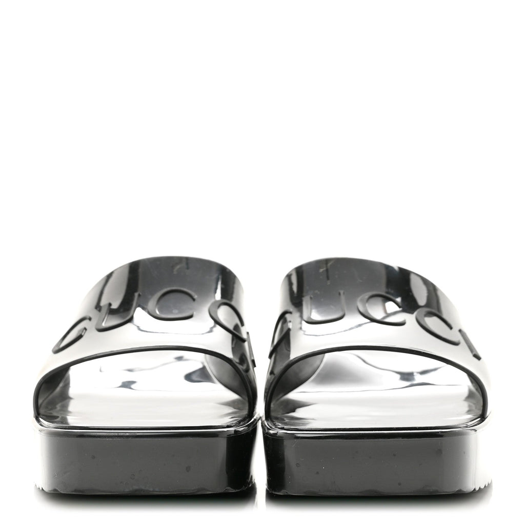 Gucci Rubber Logo Women's Platform Slide Sandals 38 Black