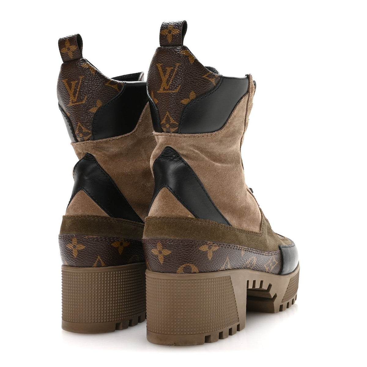 Louis Vuitton Suede Calfskin Women's Laureate Platform Desert Boots 37 Taupe