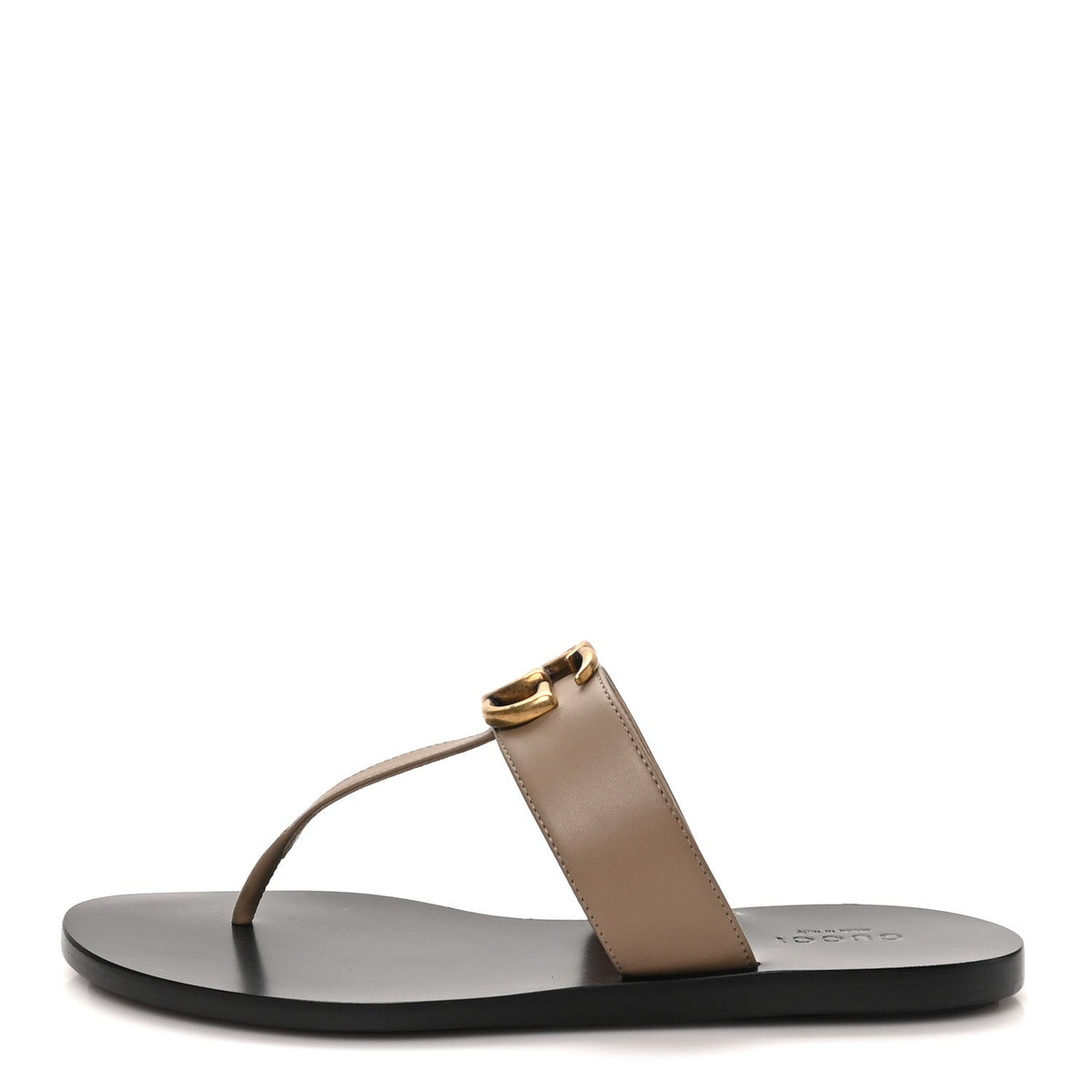 Calfskin GG Marmont Thong Sandals Mud Mud
