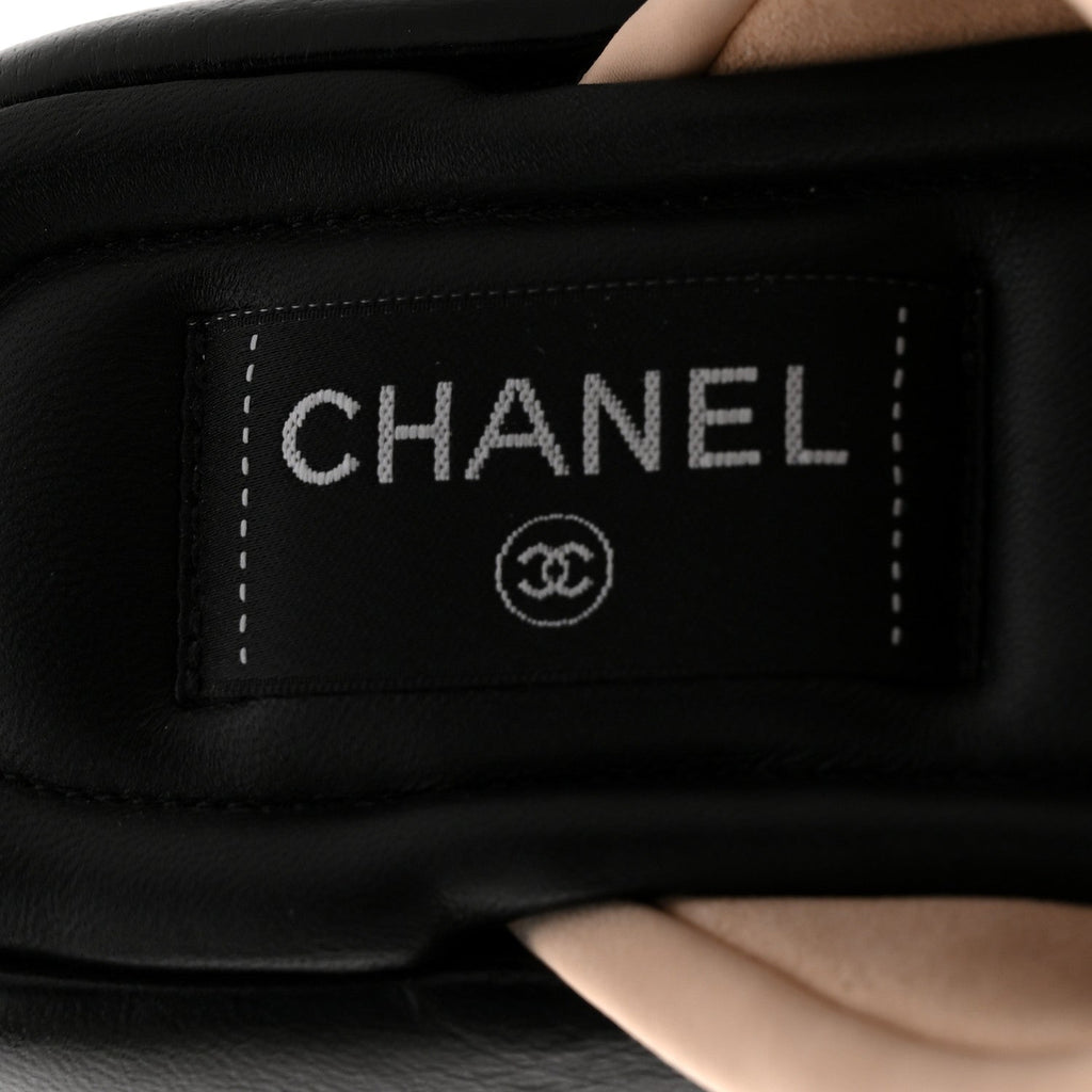 Chanel Fabric Women's CC Mules Sandals 36 Light Beige