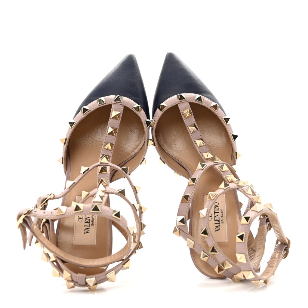 Valentino Garavani Calfskin Nappa Women's Rockstud Pumps 35.5 Indaco Poudre