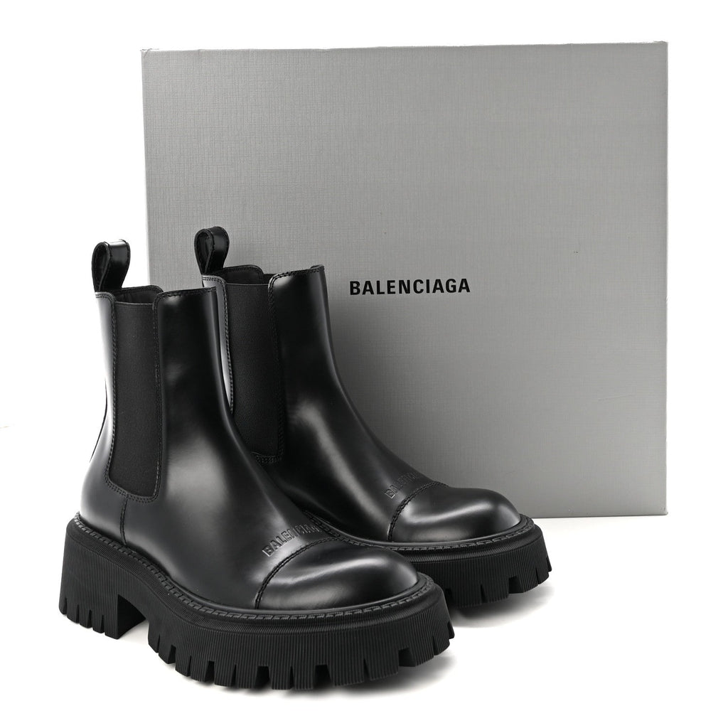 Balenciaga Smooth Calfskin Women's Tractor 20mm Chelsea Boots 35 Black