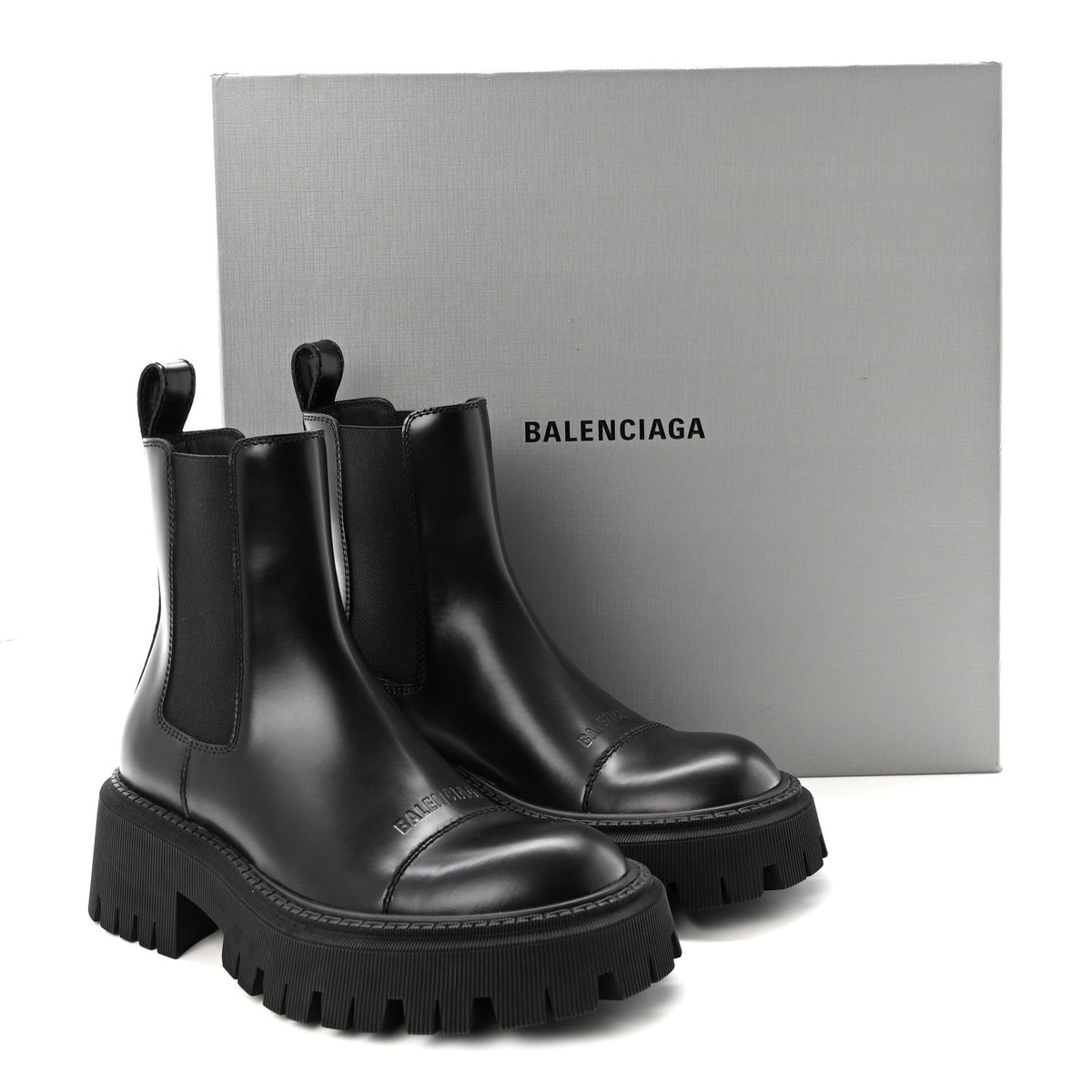 Balenciaga Smooth Calfskin Women's Tractor 20mm Chelsea Boots 35 Black