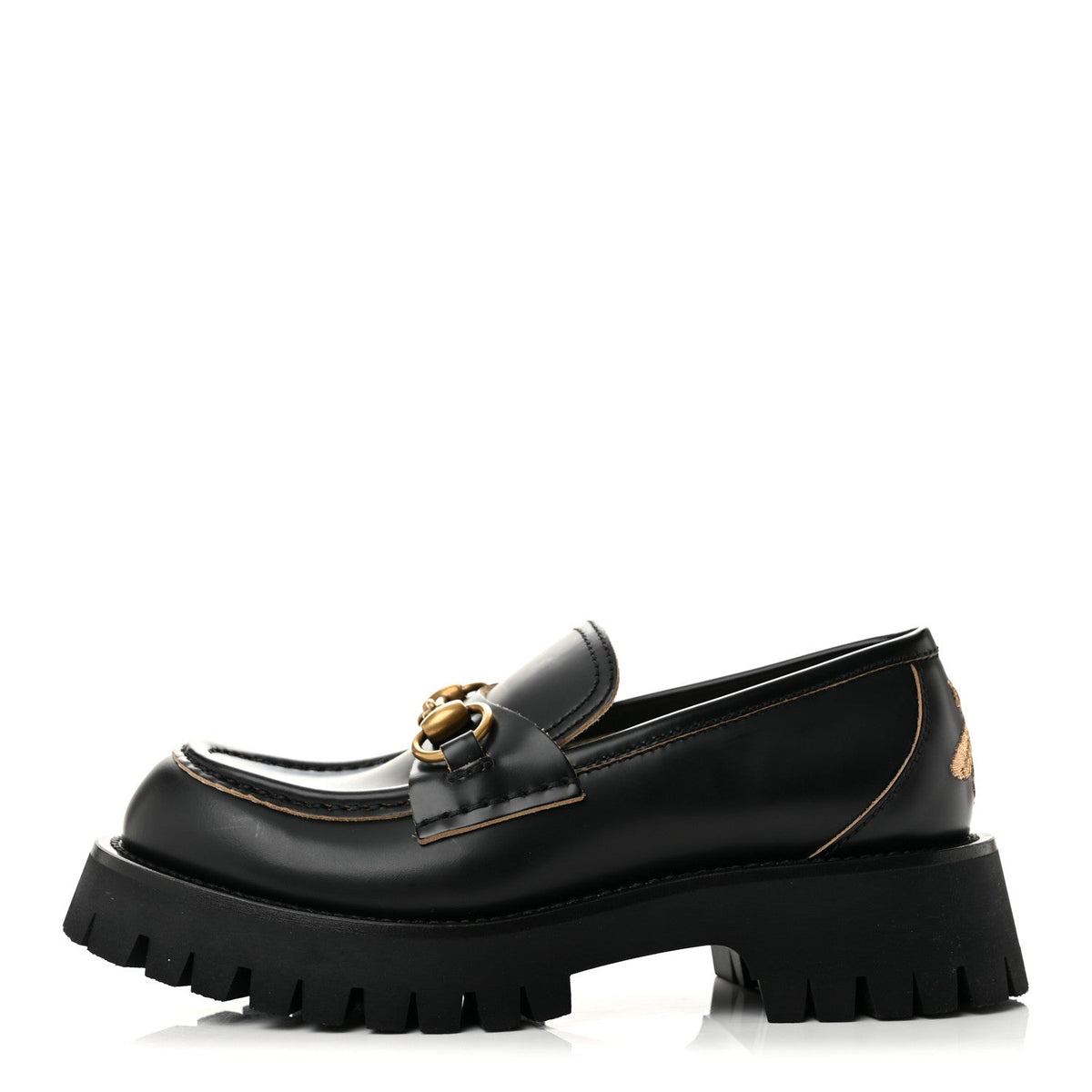 Gucci Cordovan Lux Women's Harald Horsebit Platform Loafers 35.5 Black