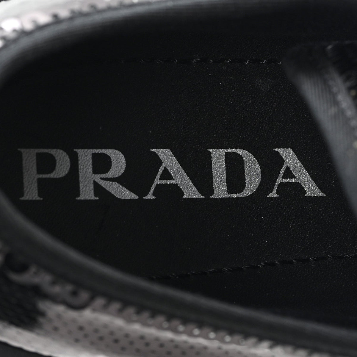 Prada Paillettes Triangle Logo Double Wheel 50mm Women's Sneakers 37 Black