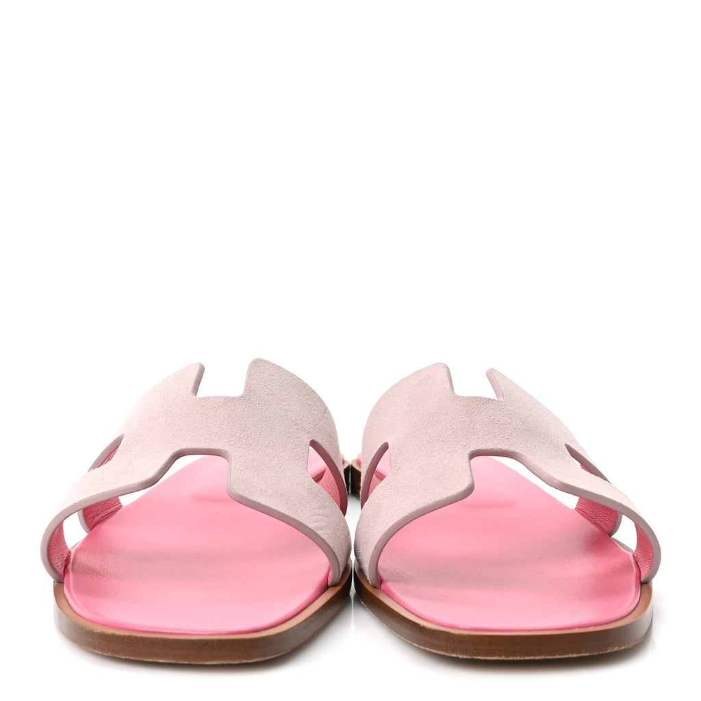 Hermès Suede Goatskin Oran Women's Sandals Rose Porcelaine