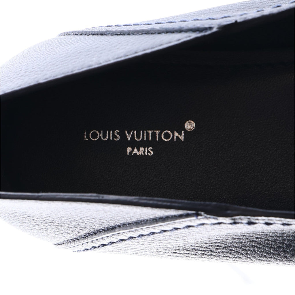 Louis Vuitton Grained Calfskin Women's Ivy Loafers 40.5 Navy Blue