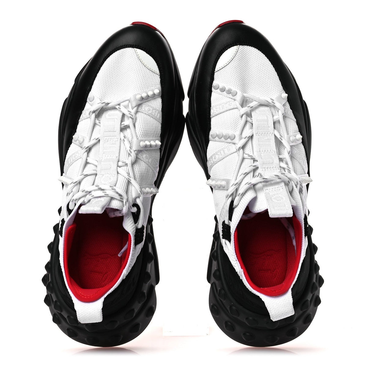 Christian Louboutin Calfskin Neoprene Men's Trailnrun Sneakers 43.5 Black White