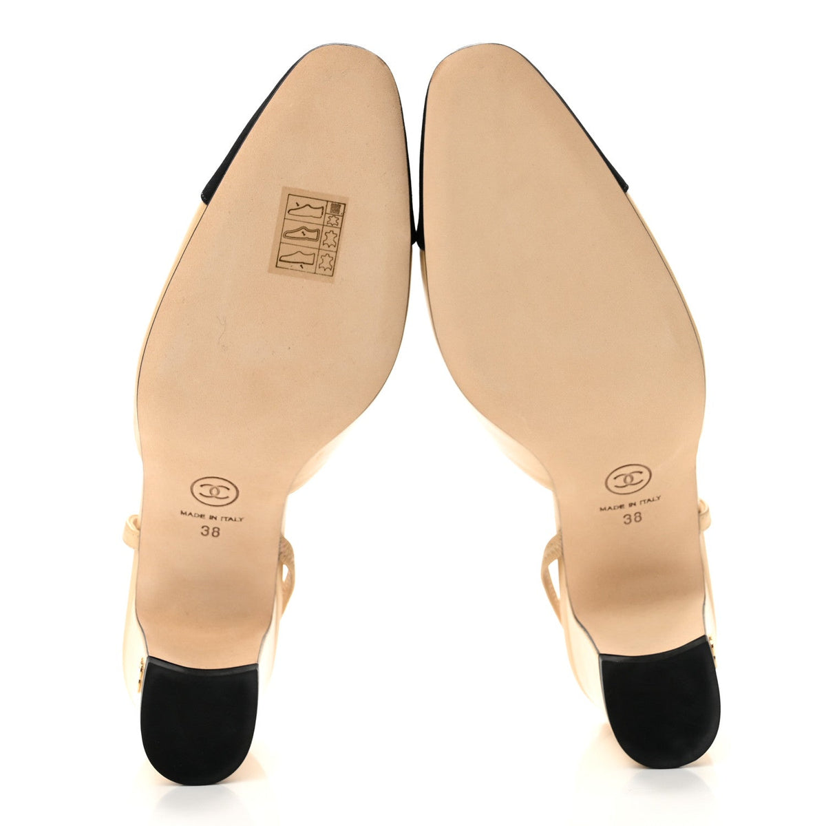 Chanel Goatskin Grosgrain CC Cap Toe Women's Slingback Pumps