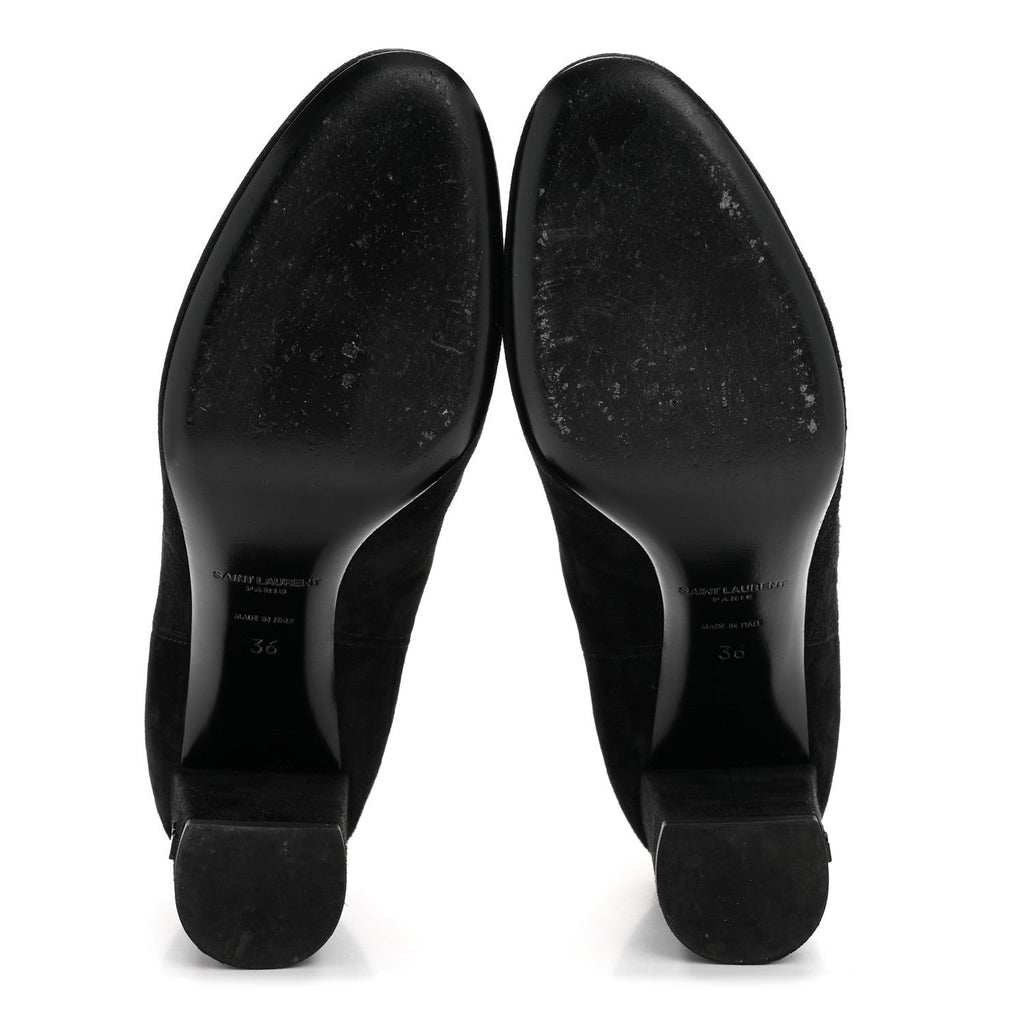 Saint Laurent Suede Women's Loulou Pin Booties 36 Black