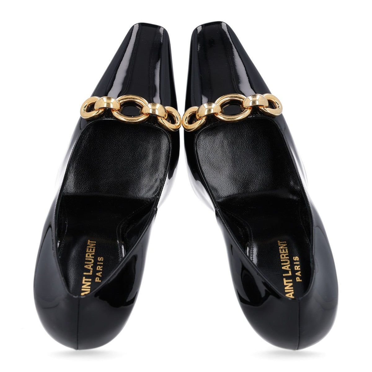 Saint Laurent Patent Calfskin Women's Vernice Grupy Silvana 110mm Pumps 39.5 Oro Antico Black