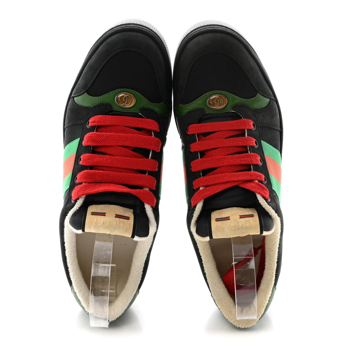 Gucci Calfskin Nylon GG Web Men's Screener Sneakers 8 Black