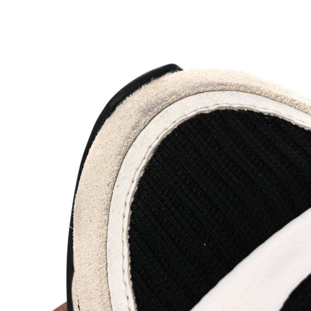 Chanel Fabric Suede Calfskin Women's CC Sneakers 39.5 White Black