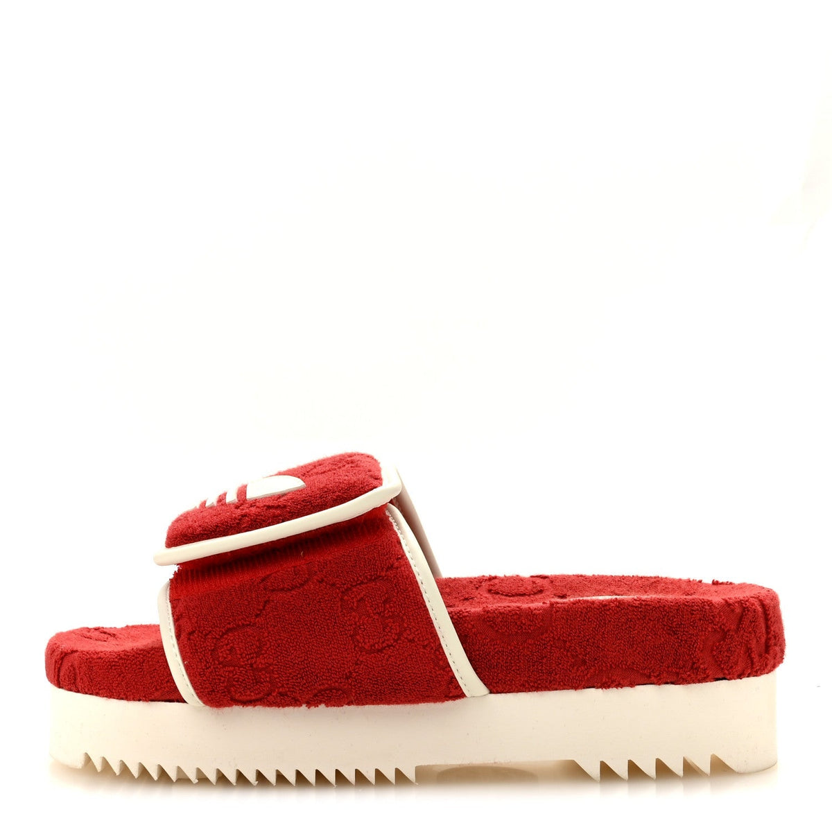 Gucci X Adidas Terry Cloth Women's Platform Sandals 36 Maple Red Off White