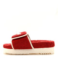 X Adidas Terry Cloth GG Monogram Platform Sandals Maple Red Off White