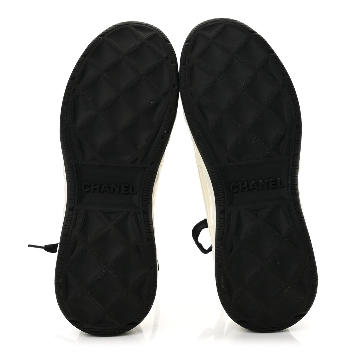 Chanel Velvet Calfskin Mixed Fibers Women's CC Sneakers 37.5 Ivory Black