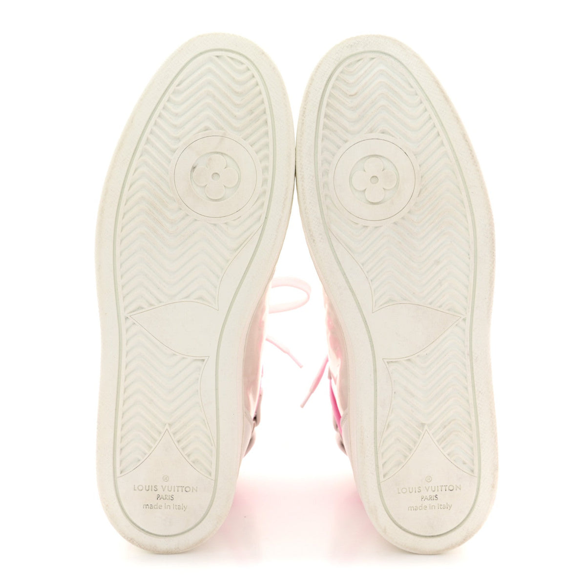 Louis Vuitton Calfskin Nylon Mesh Women's Boombox Sneakers 39 White Pink