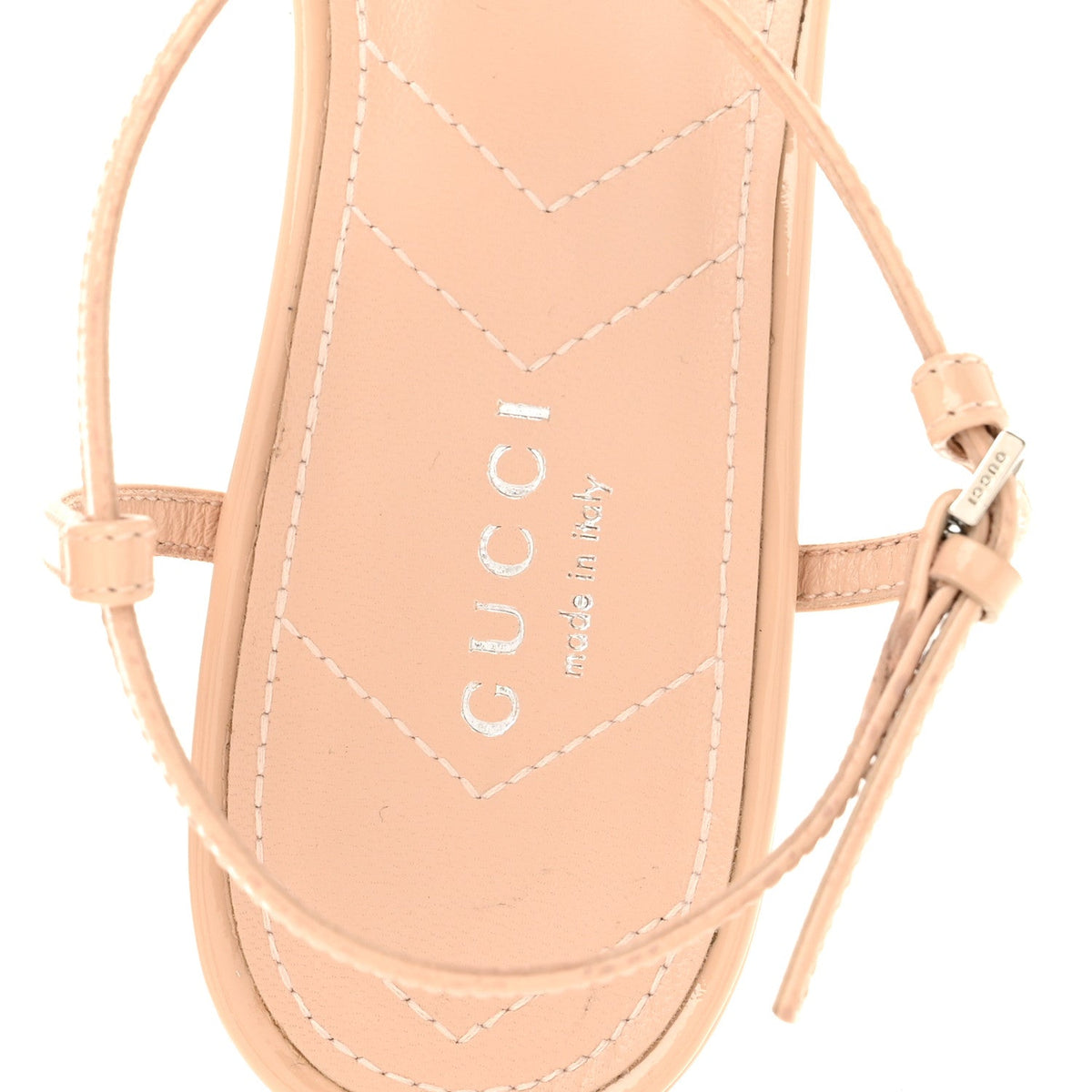 Gucci Patent Calfskin Women's Charlotte Petite GG Slingback Flats 36.5 Beige