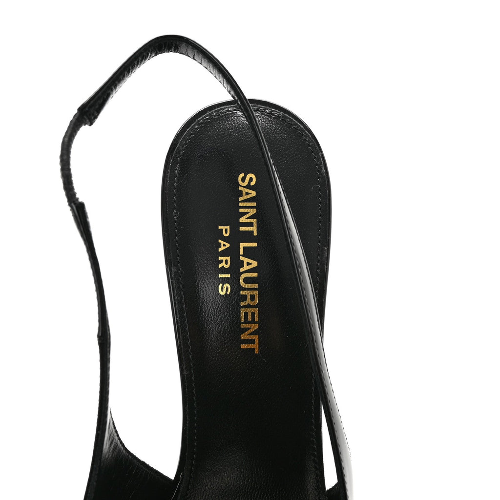 Saint Laurent Patent Women's Grupy Avenue 95 Slingback Pumps 37 Black