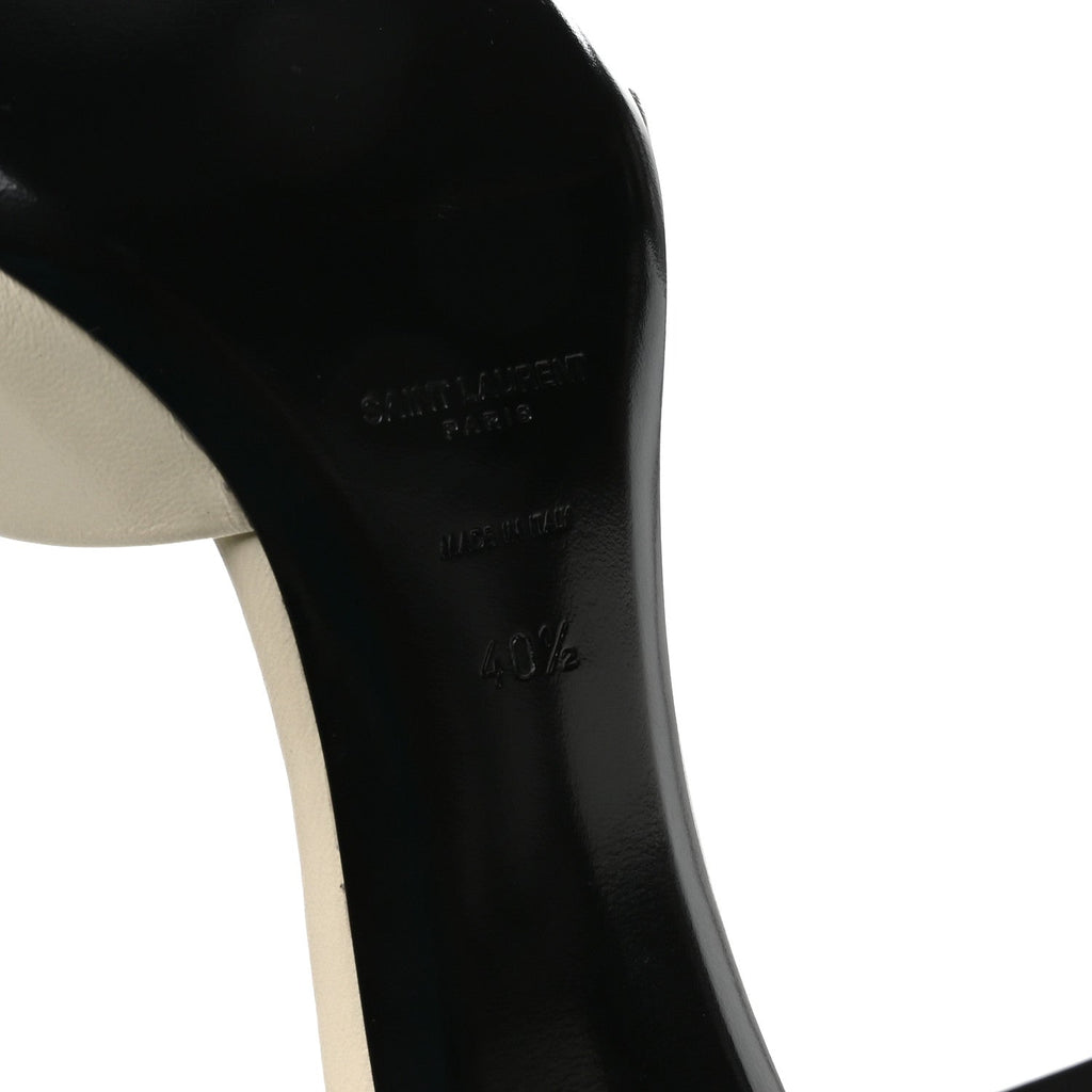 Saint Laurent Lambskin Women's Bianca 75mm Mules 40.5 Pearl
