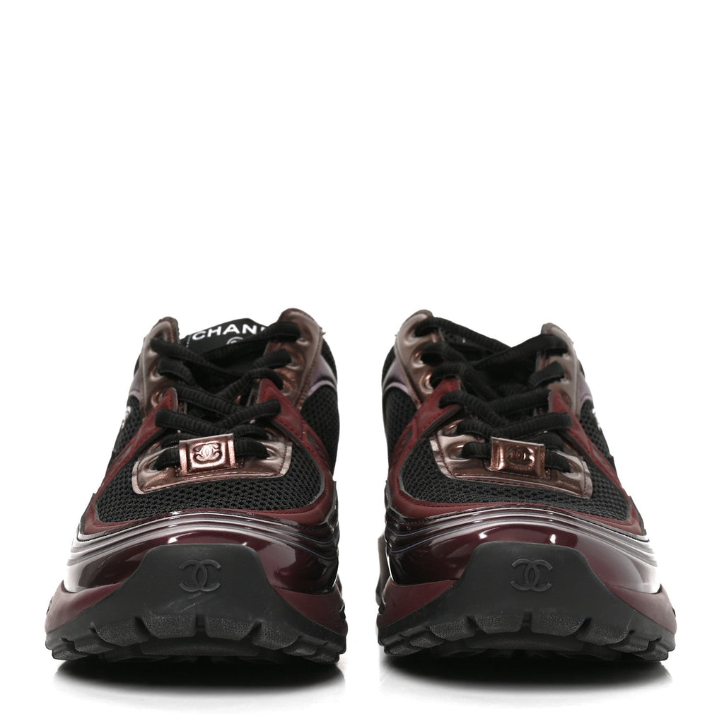 Chanel Fabric Laminated Calfskin Stretch CC Women's Sneakers