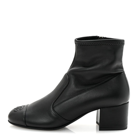 Chanel Stretch Lambskin Cap Toe CC Women's Boots