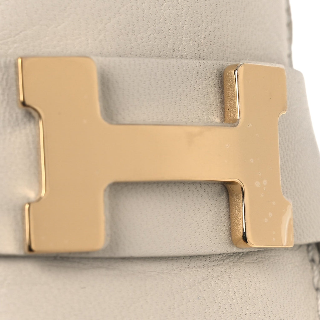 Hermes Goatskin Women's Paris Loafers 37 Beige Glaise