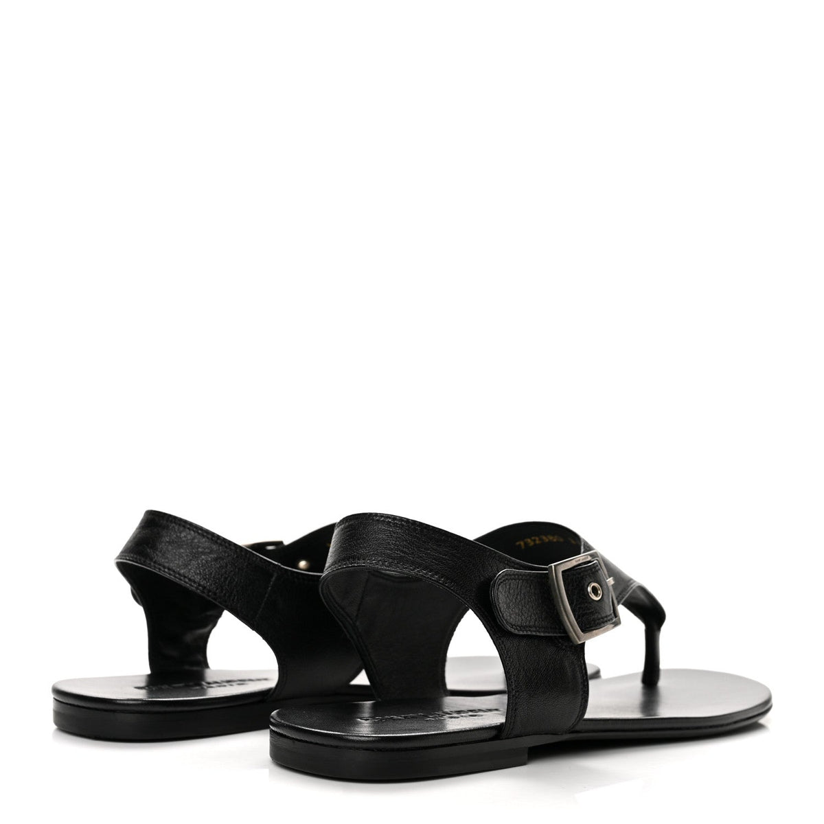 Saint Laurent Calfskin Women's Incrociato Denver Monogram Sandals 36 Black