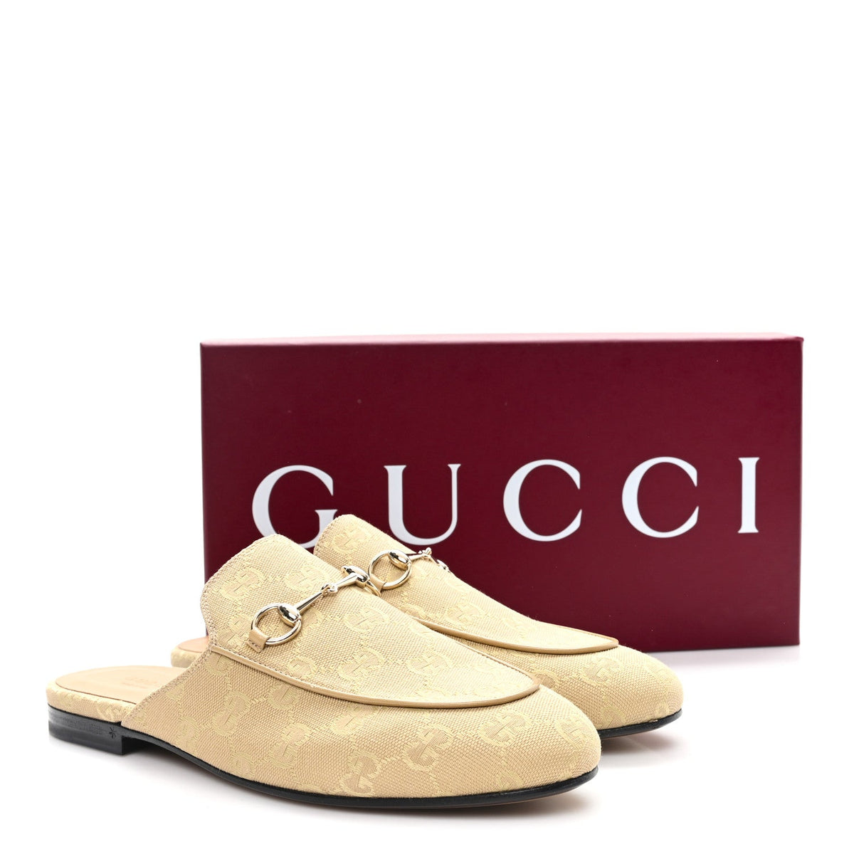 Gucci Canvas Women's GG Monogram Princetown Slippers 40 Egypt Salt