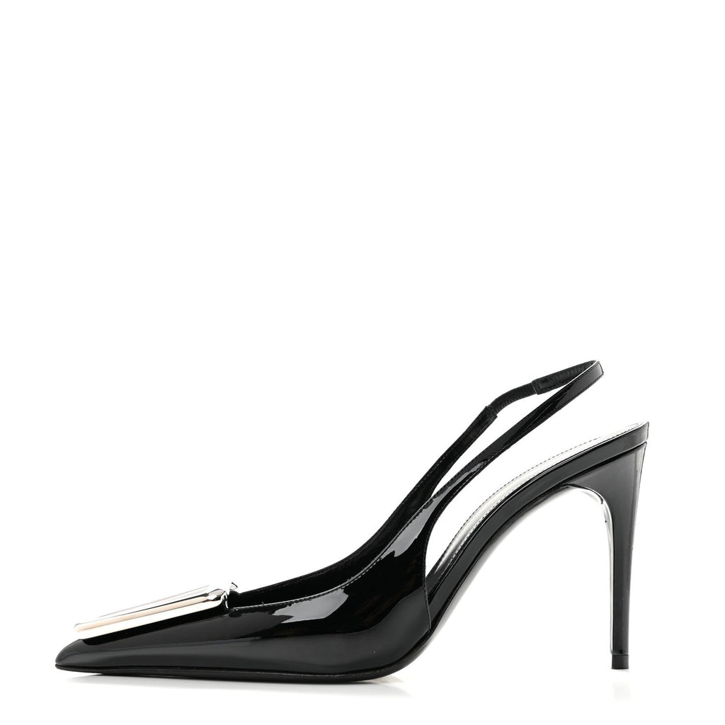 Saint Laurent Patent Women's Grupy Avenue 95 Slingback Pumps 37 Black