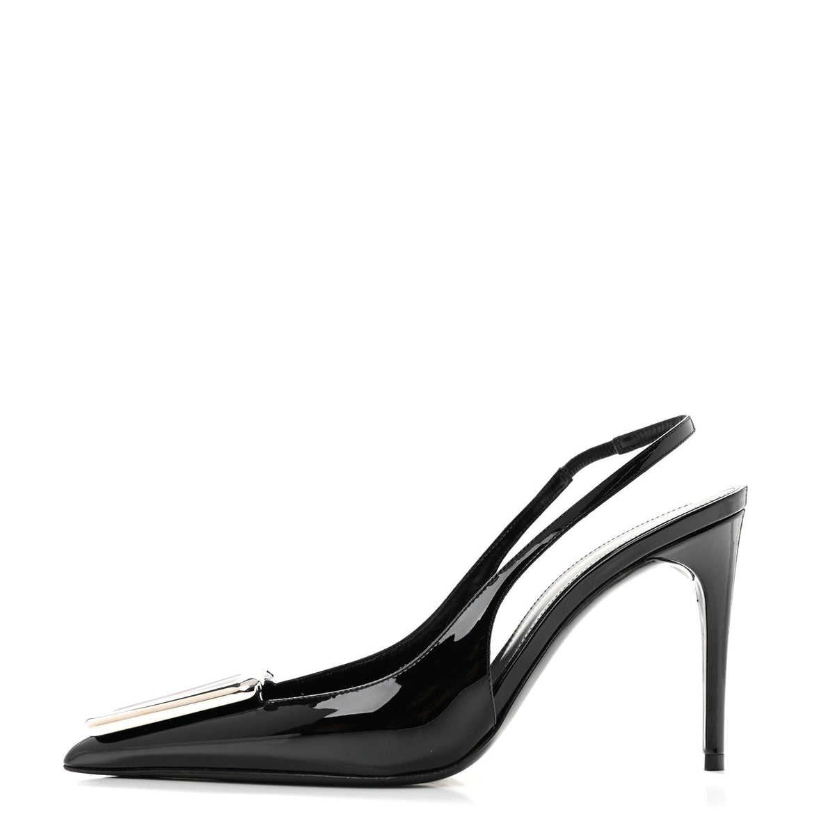 Saint Laurent Patent Women's Grupy Avenue 95 Slingback Pumps 37 Black