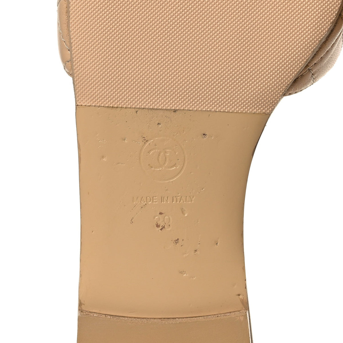 Chanel Lambskin Women's Quilted CC Turnlock Sandals 39 Beige