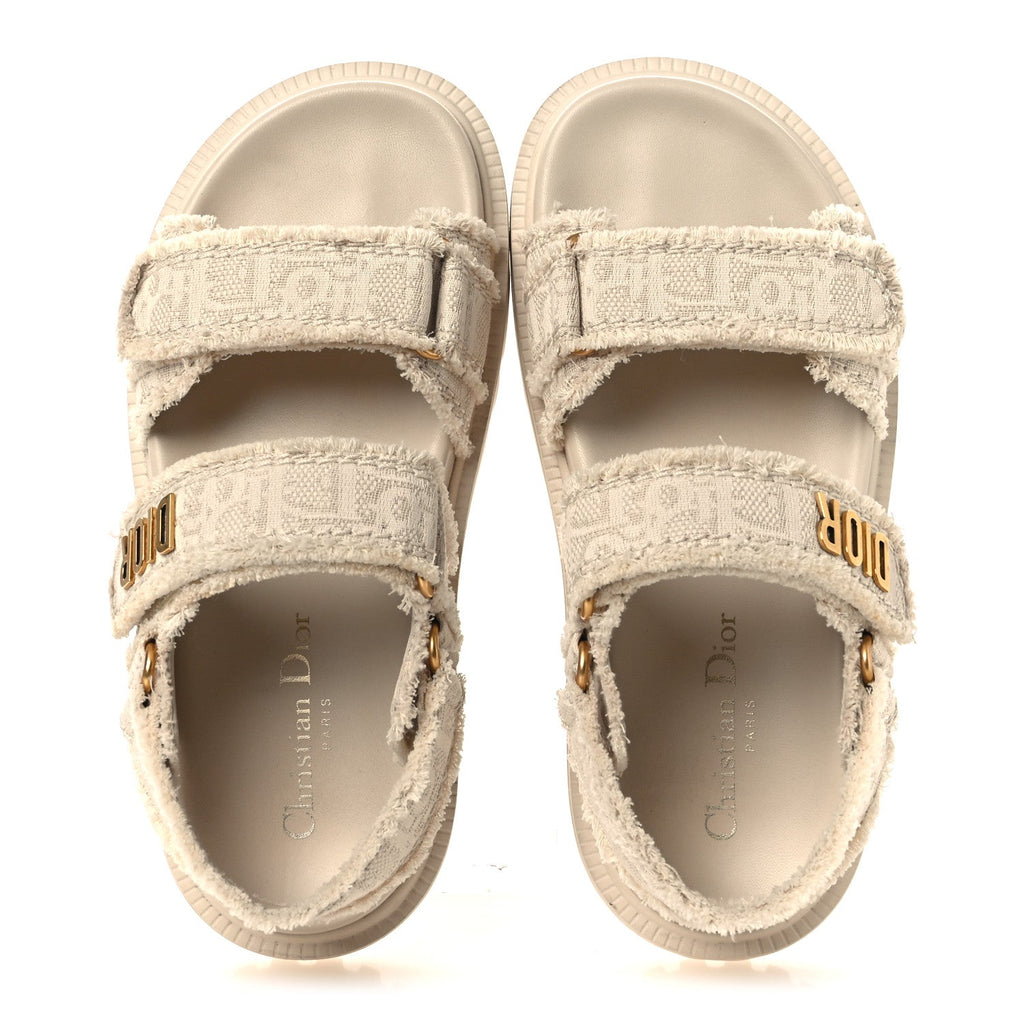 Christian Dior Cotton Women's Dioract 10mm Sandals 36 Natural