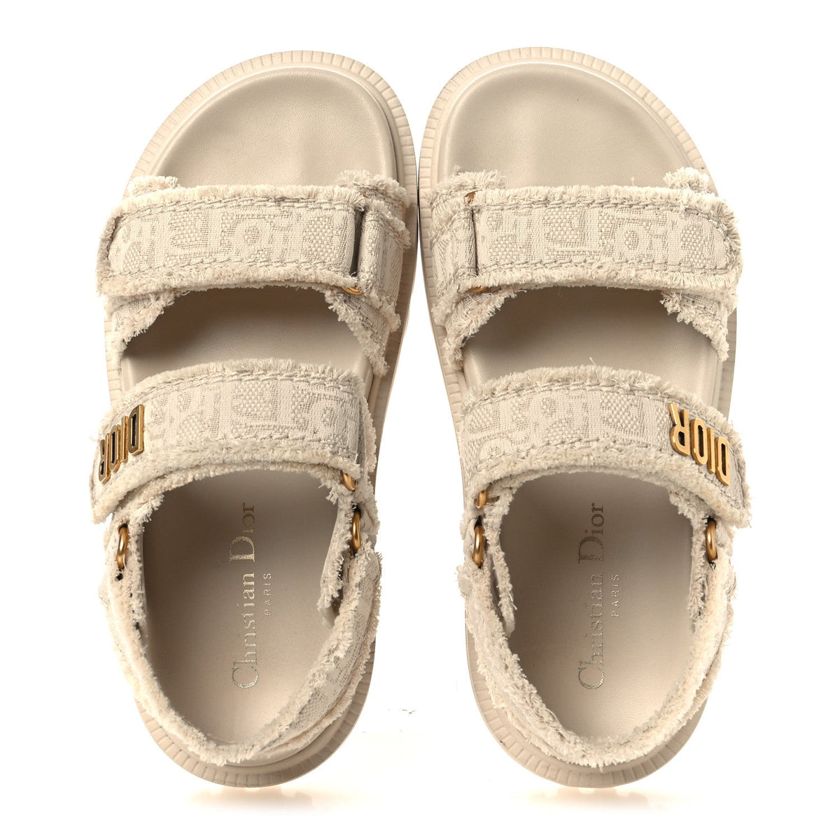 Christian Dior Cotton Women's Dioract 10mm Sandals 36 Natural