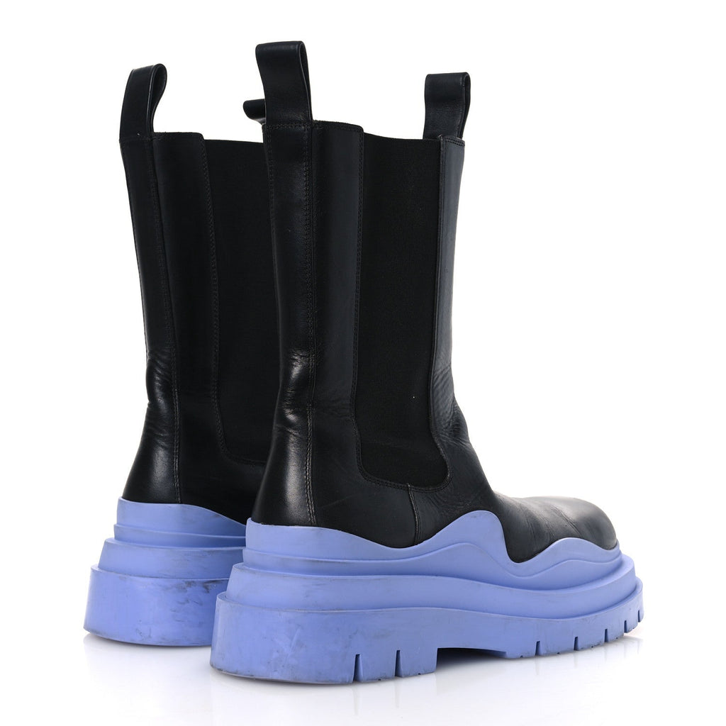 Bottega Veneta Calfskin Women's The Tire Chelsea Boots 40 Black Periwinkle