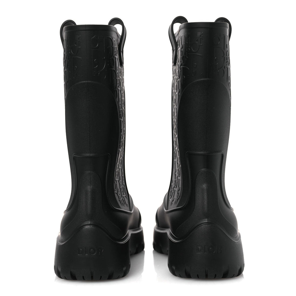 Christian Dior Rubber Men's Oblique Garden Rain Boots 43 Black