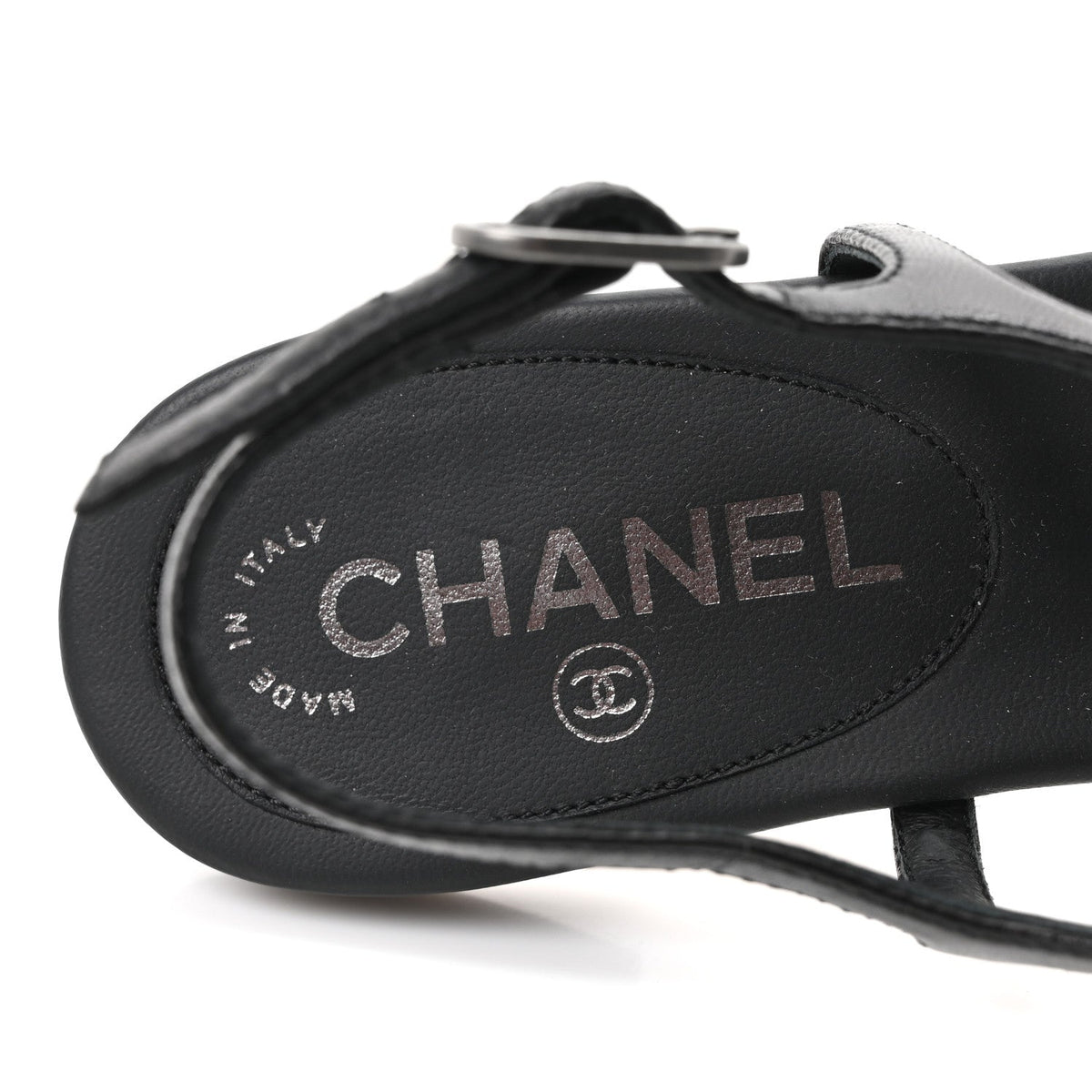 Chanel Lambskin Crystal Women's CC Thong Sandals 38 Black