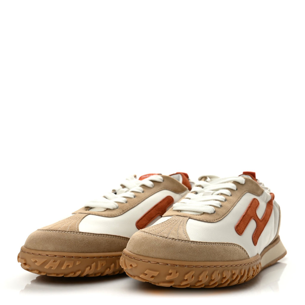 Hermes Nappa Suede Goatskin Women's Jet Sneakers 40 Multicolor Orange Canyon